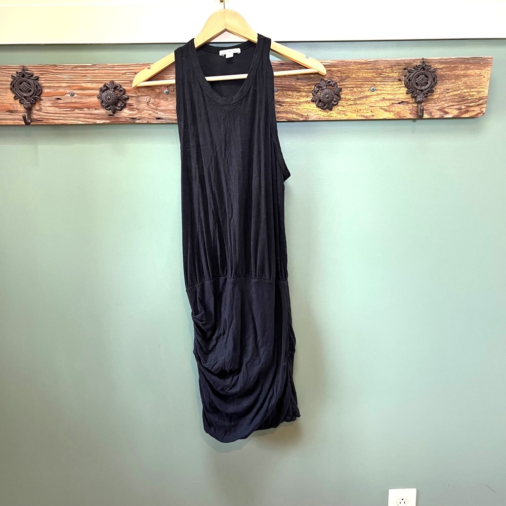 Standard James Perse Black Ruched Racerback Mini Dress WSVH6762CU Size 2 Medium